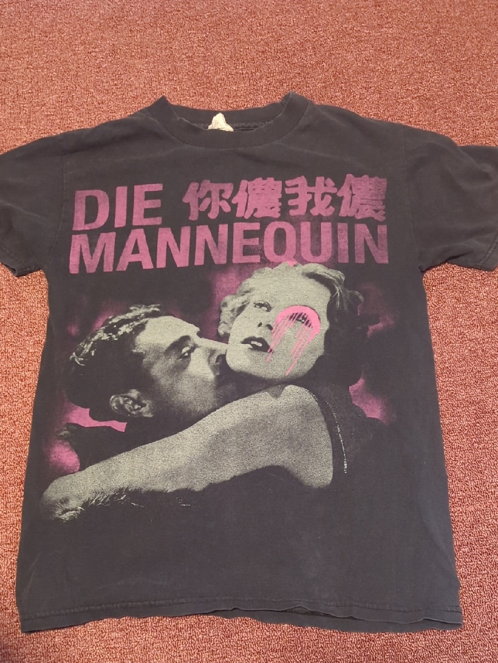 Rare Vintage Y2K Punk Die Mannequin Band Tee Black with Pink Print Men's Size S